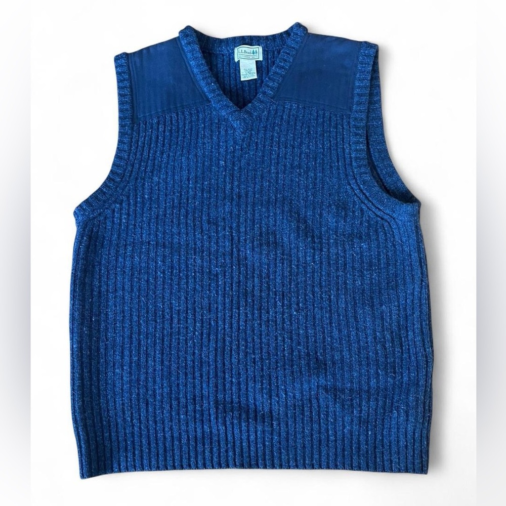 L.L. Bean Navy Blue Wool Commando Sweater Vest